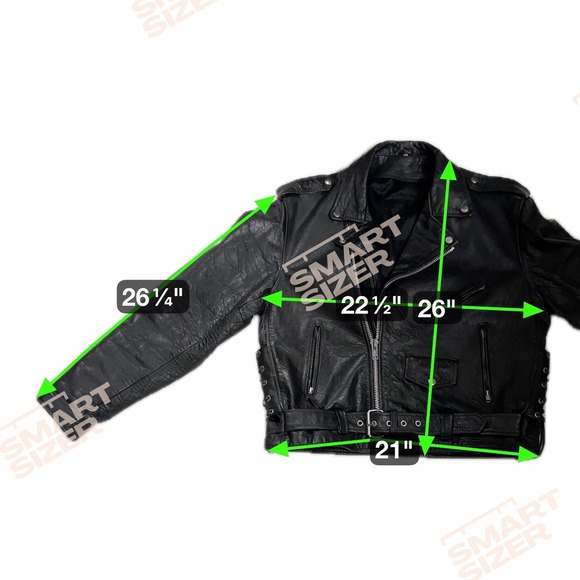 Mens Black Full Grain Leather Motorcycle Jacket Lace Up Sides Belt Size L - Picture 7 of 8